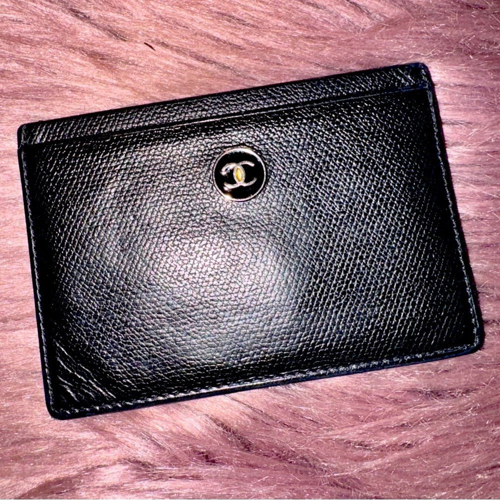 CHANEL Card Case Holder Coco Mark Shiny Grained Calfskin Black🖤